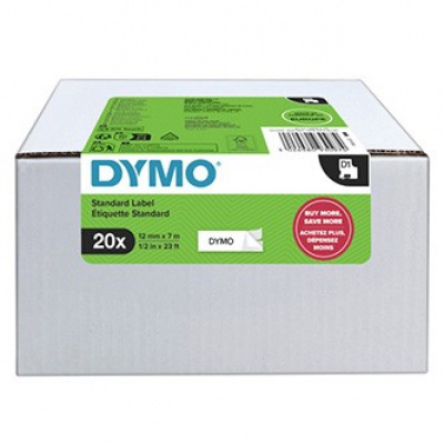 Dymo D1 2231632, 12mm x 7m, черен печат / бял фон, оригинална лента, 20 бр 