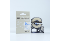 Epson LK-ST9BW, 9mm x 9m, син шрифт / прозрачен субстрат, съвместима лента