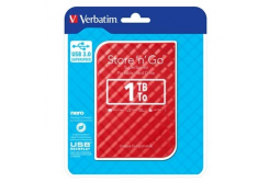 Verbatim 53203 Store N Go, Външен твърд диск, 2.5", USB 3.0 (3.2 Gen 1), 1TB, червен