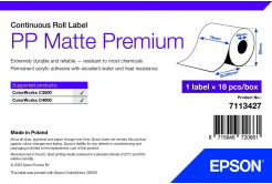 Epson 7113427 PP Matte, за ColorWorks, 76ммx29м, полипропилен, бели самозалепващи етикети
