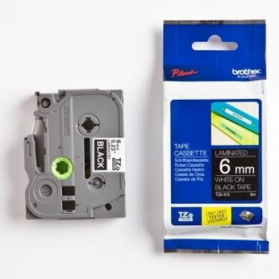 Brother TZ-315 / TZe-315, 6mm x 8m, бял печат / черен фон, оригинална лента