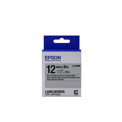 Epson LabelWorks LK-4SBM C53S654019 12мм x 9м, черно копиране / сребърен фон, флуоресцентен, оригинален лента