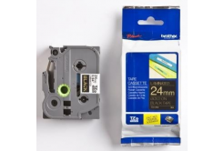 Brother TZ-354 / TZe-354, 24mm x 8m, златен печат / черен фон, оригинална лента