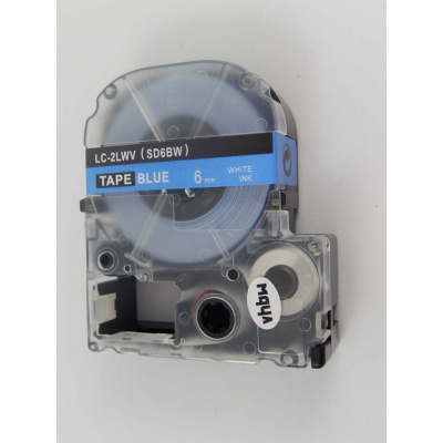 Epson LK-2LWV, SD6BW, 6mm x 9m, бял печат / син фон, съвместима лента