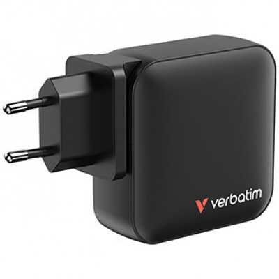 Verbatim GaN 32216, адаптер за пътуване USB 3.0, USB C, сив, 165 W, взаимозаменяеми вилици C,G,A