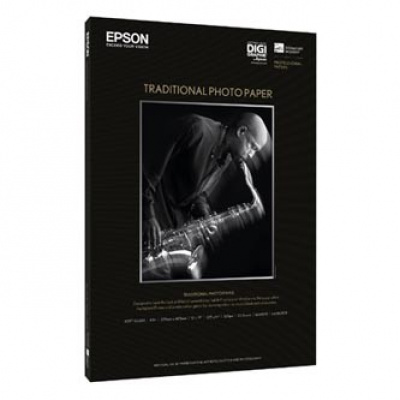 Epson Traditional Photo Paper S045051 C13S045051, 330 г/м2, A3+, 25 бр., сатен, бял, фотографска хартия