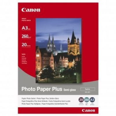 Canon Photo Paper Plus Semi-Glossy 1686B026, 260 г/м2, A3, 20 бр., полугланц, сатен, бял, фотографска хартия