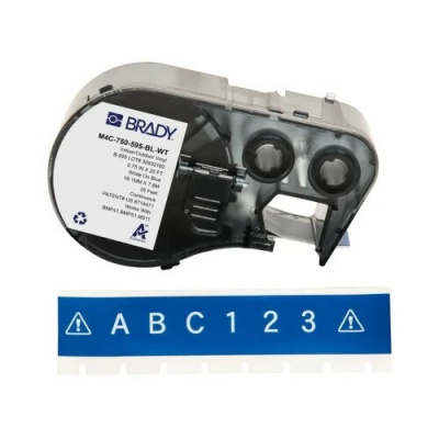 Brady M4C-750-595-BL-WT / 170824, 19.05 mm x 7.62 m, Винил, бял печат / син фон