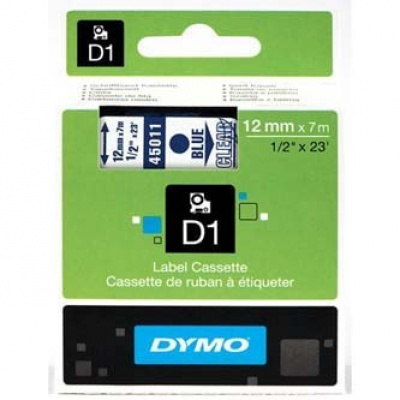 Dymo D1 45011, S0720510, 12mm x 7m син шрифт / прозрачен фон, оригинална лента