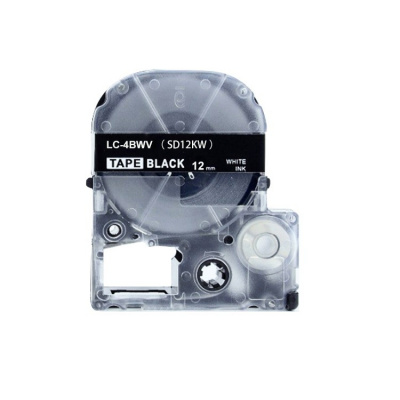 Epson LC-4BWV, SD12KW, 12mm x 8m, бял печат / черен фон, съвместима лента