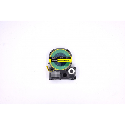 Epson LK-6YBA11 / SU11Y, 11mm x 2,5m, черен печат / жълт фон, съвместима термосвиваема лента