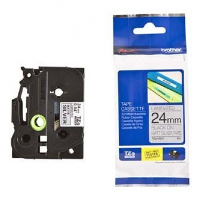 Brother TZ-M951/TZe-M951, 24mm x 8m, черен печат / сребърен фон, оригинална лента