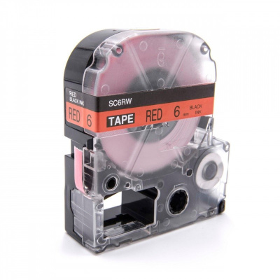 Epson LK-2RBP, SC6RW, C53S652001, 6mm x 9m, черен печат / червен фон, съвместима лента