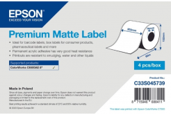 Epson C33S045739 Preмiuм Matte, за ColorWorks, 203мм x 60м, бели самозалепващи етикети