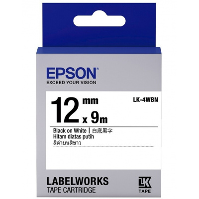 Epson LabelWorks LK-4WBN C53S654021 12мм x 9м, черно копиране / бял фон, оригинален лента