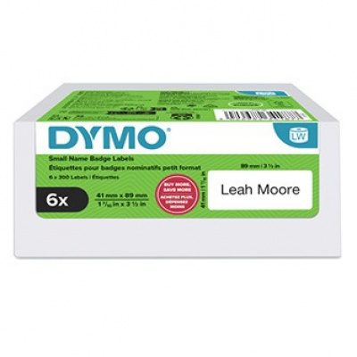 Dymo 2234187, 89mm x 41mm, на етикети за имена, сменяеми бялото оригинални хартиени етикети, 6 x 300 компютри
