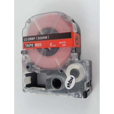 Epson LK-2RWP, SD6RW, 6mm x 9m, бял печат / червен фон, съвместима лента