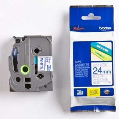 Brother TZ-253 / TZe -253, 24mm x 8m, син шрифт/бял фон, оригинална лента