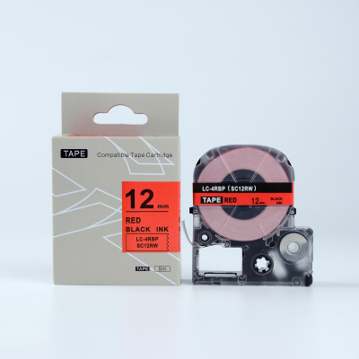 Epson LTS12RW, 12mm x 5m, червен печат / бял фон, съвместима лента