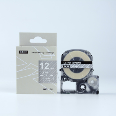 Epson LK-4TWN, ST12SW, C53S654013, 12mm x 9m, бял печат / прозрачен фон, съвместима лента