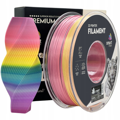 Smart Print FG-S109-E1, 3D филамент, PLA Silk, 1,75mm, 1000g, Многоцветен (Rainbow)