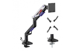 Powerton ERGO STRYNX Регулируема стойка за монитор, бяло/черно, 2-30KG, скоба, 24"- 57", 75x75/100x100/100x200/200x100/200x200