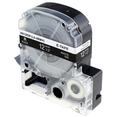 Epson LK-4BWV, SD12KW, C53S654009, 12mm x 9m, бял печат / черен фон, съвместима лента