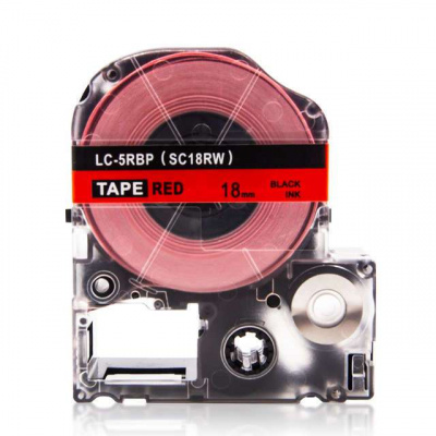 Epson LK-5RBP, SC18RW, C53S655002, 18mm x 9m, черен печат / червен фон, съвместима лента