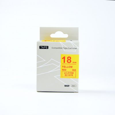 Epson LK-5YRN, SC18YR, 18mm x 9m, червен печат / жълт фон, съвместима лента