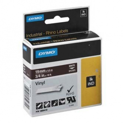 Dymo Rhino 1805418, 19mm x 5,5m, бял печат/кафяв фон, оригинална лента