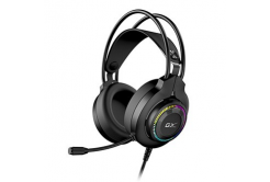 Genius GX GAMING HS-GX580U, слушалки с микрофон, управление на звука, черни, геймърски слушалки, 50 мм говорители, тип USB