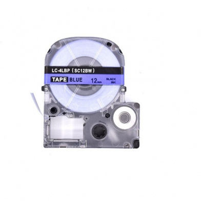 Epson LK-4LBP, SC12BW, 12mm x 9m, черен печат / син фон, съвместима лента