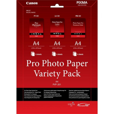 Canon Photo Paper Pro Variety Pack PVP-201 6211B021, A4, 15 бр., бял, фотографска хартия