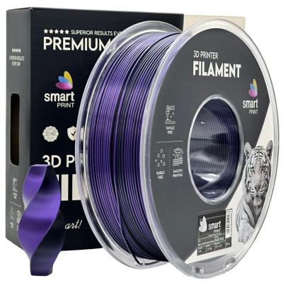 Smart Print FG-S102-E1, 3D филамент, PLA Silk, 1,75mm, 1000g, Dual Color, Многоцветен (Black, Purple)