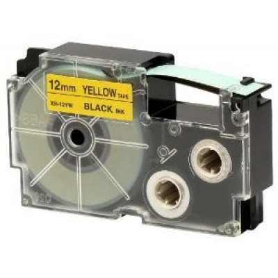Casio XR-12YW1, 12mm x 8m, черен печат/жълт фон, оригинален лента