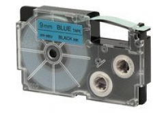 Casio XR-9BU1, 9mm x 8m, черен печат/синьо фона, оригинален лента