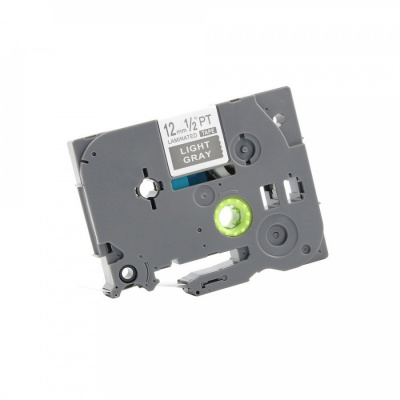 Съвместима лента с Brother TZ-MQL35/TZe-MQL35, 12mm x 5m, бял печат / Ярко сив фон