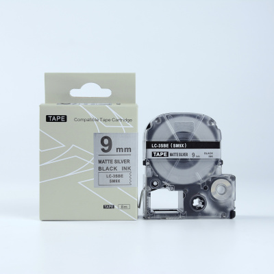 Epson LK-3SBM, SM9X, 9mm x 9m, черен печат / матов сребърен фон, съвместима лента