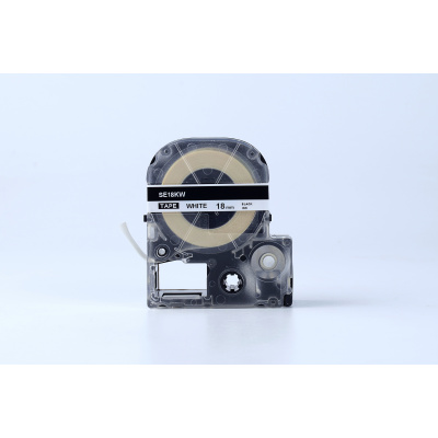 Epson SE18KW, 18mm x 8m, черен печат / бял фон, запечатване, съвместима лента