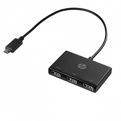 HP USB-C многопортов хъб 3-портов, Z6A00AA, черен, дължина на кабела 30 см, 2x USB Type-A, 1x USB 2.0 Type-A