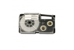 Casio XR-18HMWE, 18mm x 5,5m черен печат / бял фон, гъвкав съвместима лента