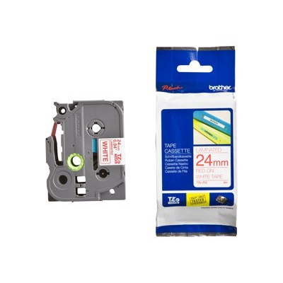 Brother TZ-252 / TZe-252, 24mm x 8m, червен печат/бял фон, оригинална лента