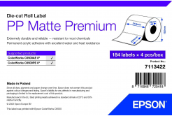 Epson 7113422 PP Matte, за ColorWorks, 210x297мм, 184 бр, полипропилен, бели самозалепващи етикети