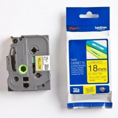 Brother TZ-641 / TZe-641, 18mm x 8m, черен печат / жълт фон, оригинална лента