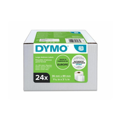Dymo S0722390 хартиени етикети 89мм x 36мм, бели, големи, 24 x 260 бр