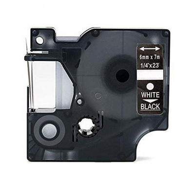 Dymo 43621, 6mm x 7m, бял печат / черен фон, съвместима лента