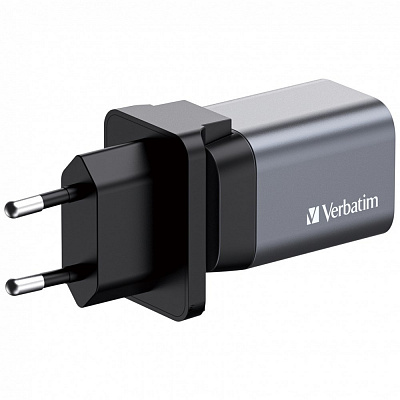 VERBATIM GaN зарядно устройство за мрежа GNC-35, 35W, 1x USB-C, 1x USB