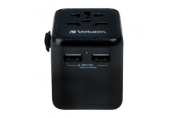 Verbatim World-to-World UTA-01 49543 Универсален адаптер за пътуване, USB-A, , 12 W, черно
