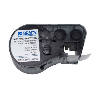 Brady MC1-1000-595-WT-BK / 131582, лепилна лента 25.40 mm x 7.62 m
