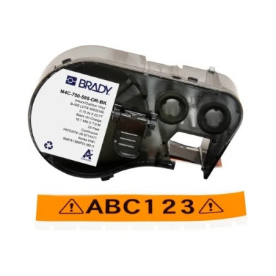 Brady M4C-750-595-OR-BK / 170828, 19.05 mm x 7.62 m, Винил, черен печат / оранжев фон